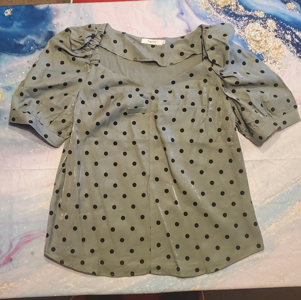 Green Polka-dot Blouse